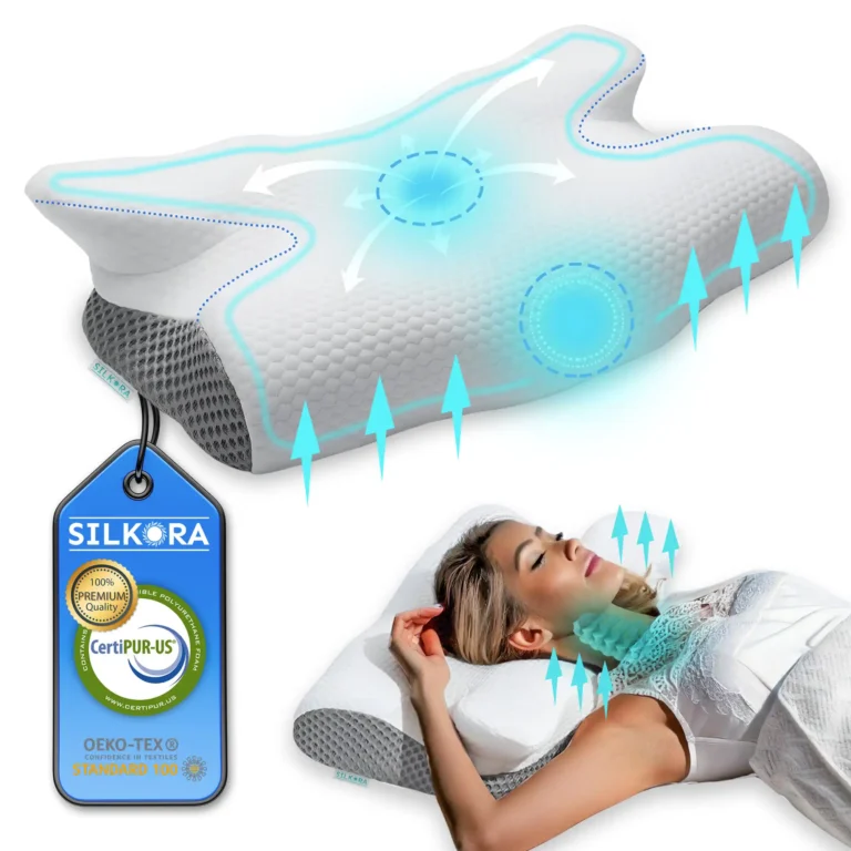 Almohada cervical viscoelástica SILKORA® con diseño ergonómico, espuma viscoelástica certificada, funda transpirable y soporte cervical para dormir mejor